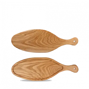 Wooden Oval Serving Board With Handles – 21.2 X 7.4 X 0.8 Inches, Pack Of 4 1