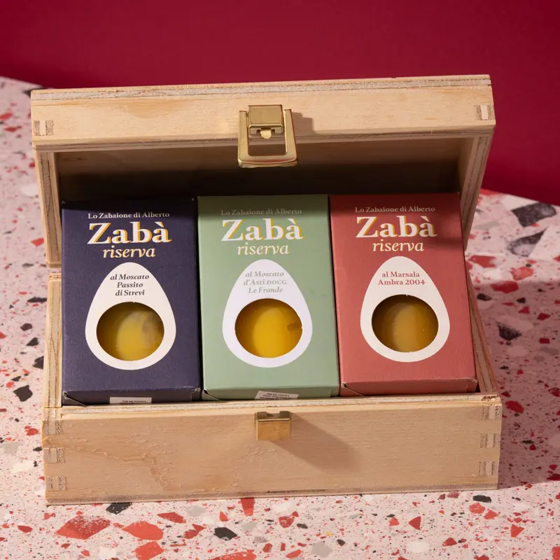 Zaba Italian Zabaione Gift Box – Artisanal Dessert Selection (3 × 200G) In Wooden Packaging 1