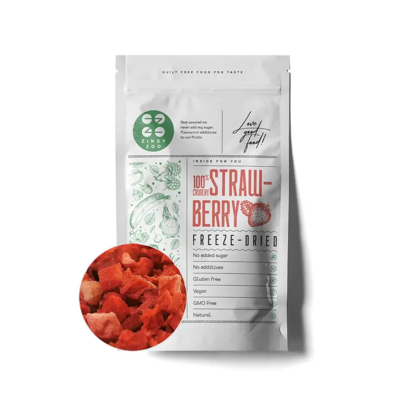 Zingyzoo Strawberry Pieces – Freeze-Dried, 100G 1