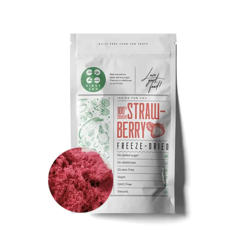 Zingyzoo Strawberry Powder – Vibrant Freeze-Dried, 100G 1